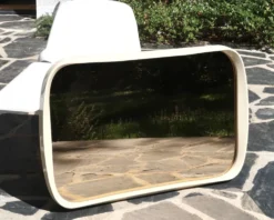 Miroir rectangulaire horizontal ou vertical en bois laqué blanc, années 70