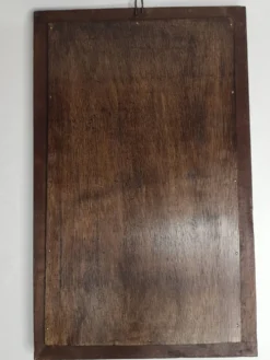 Miroir rectangulaire patine bleu et argent 28 X 46 cm