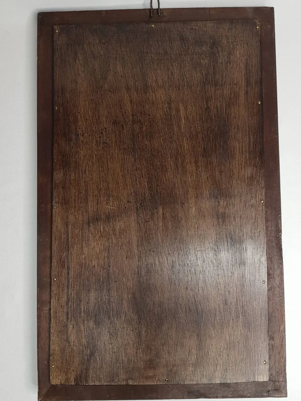 Miroir rectangulaire patine bleu et argent 28 X 46 cm