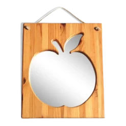 Miroir rectangulaire pomme en bois de pin et corde