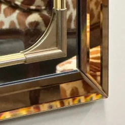 Miroir rectangulaire Schöninger en verre teinté bronze et détails en laiton, allemand