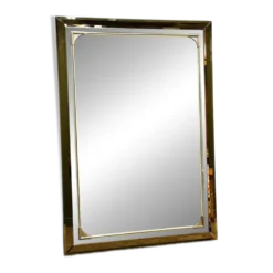 Miroir rectangulaire Schöninger en verre teinté bronze et détails en laiton, allemand