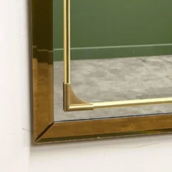 Miroir rectangulaire Schöninger en verre teinté bronze et détails en laiton, allemand