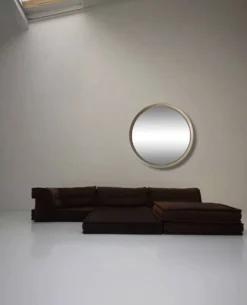 Miroir rond blanc space age, vers 1970