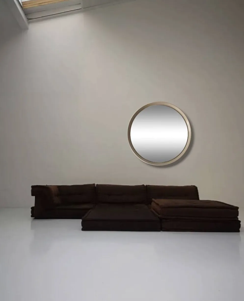 Miroir rond blanc space age, vers 1970