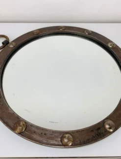 Miroir rond cerclage fer, vintage