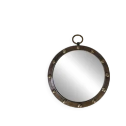 Miroir rond cerclage fer, vintage