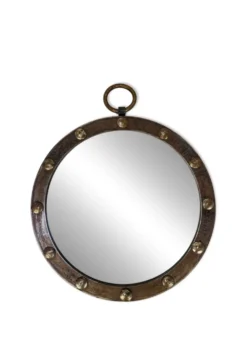 Miroir rond cerclage fer, vintage