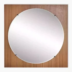Miroir rond des années 60 - 70 sur cadre carré en bois