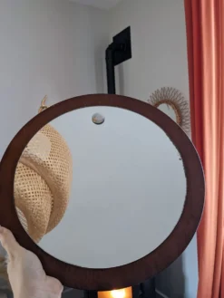 Miroir rond en bois