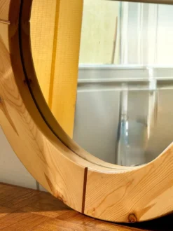 Miroir rond en bois brut