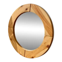 Miroir rond en bois brut