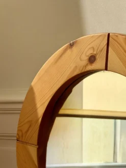 Miroir rond en bois brut