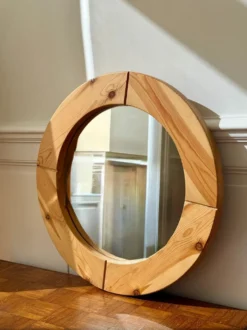 Miroir rond en bois brut