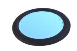 Miroir rond en chêne massif, biseauté, abimé, diamètre 56cm