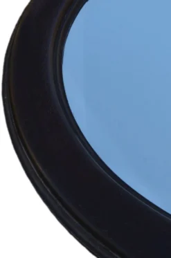 Miroir rond en chêne massif, biseauté, abimé, diamètre 56cm