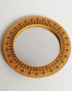 Miroir rond en céramique vintage