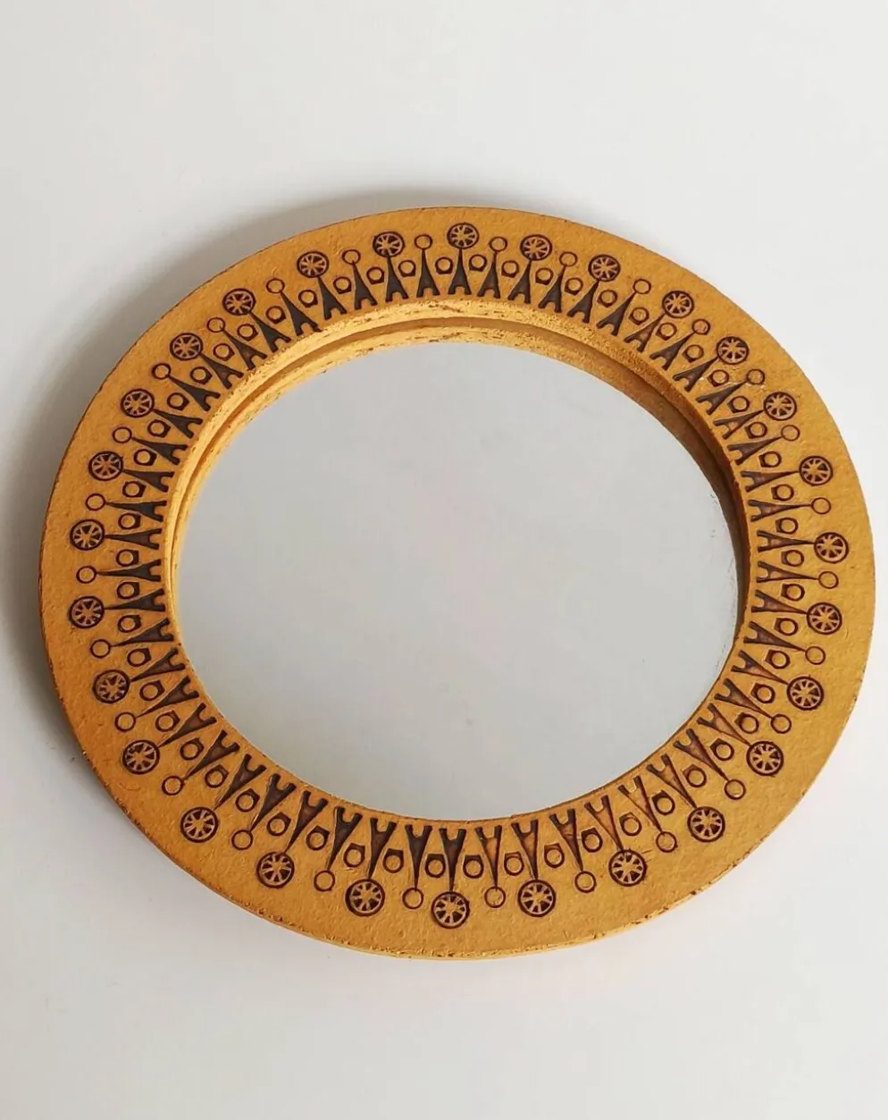 Miroir rond en céramique vintage
