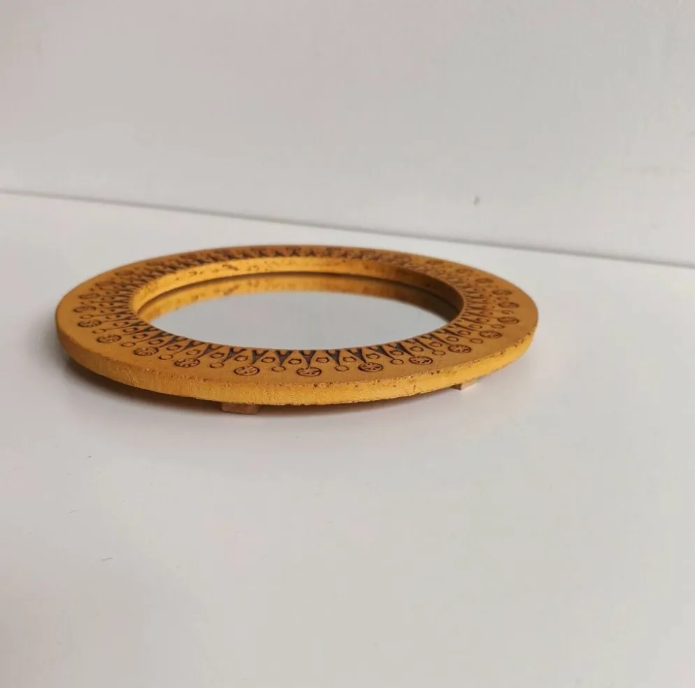 Miroir rond en céramique vintage