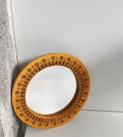 Miroir rond en céramique vintage