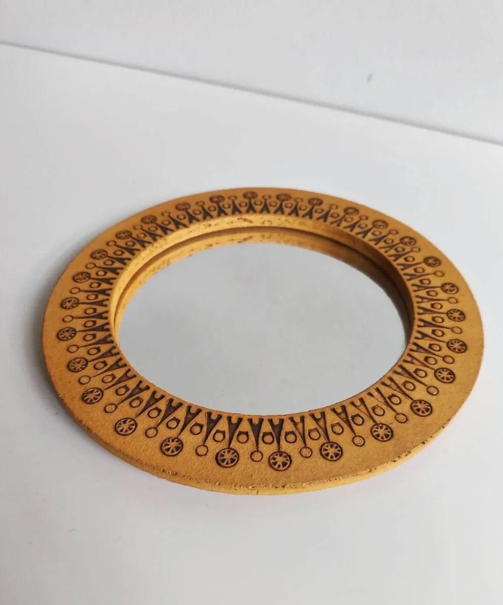 Miroir rond en céramique vintage