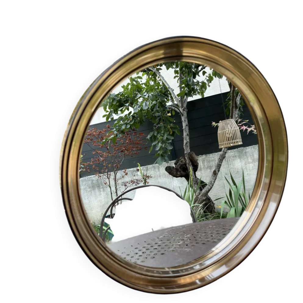 Miroir rond en plexiglas fumé - GILAC n°1813 - Vintage 1970