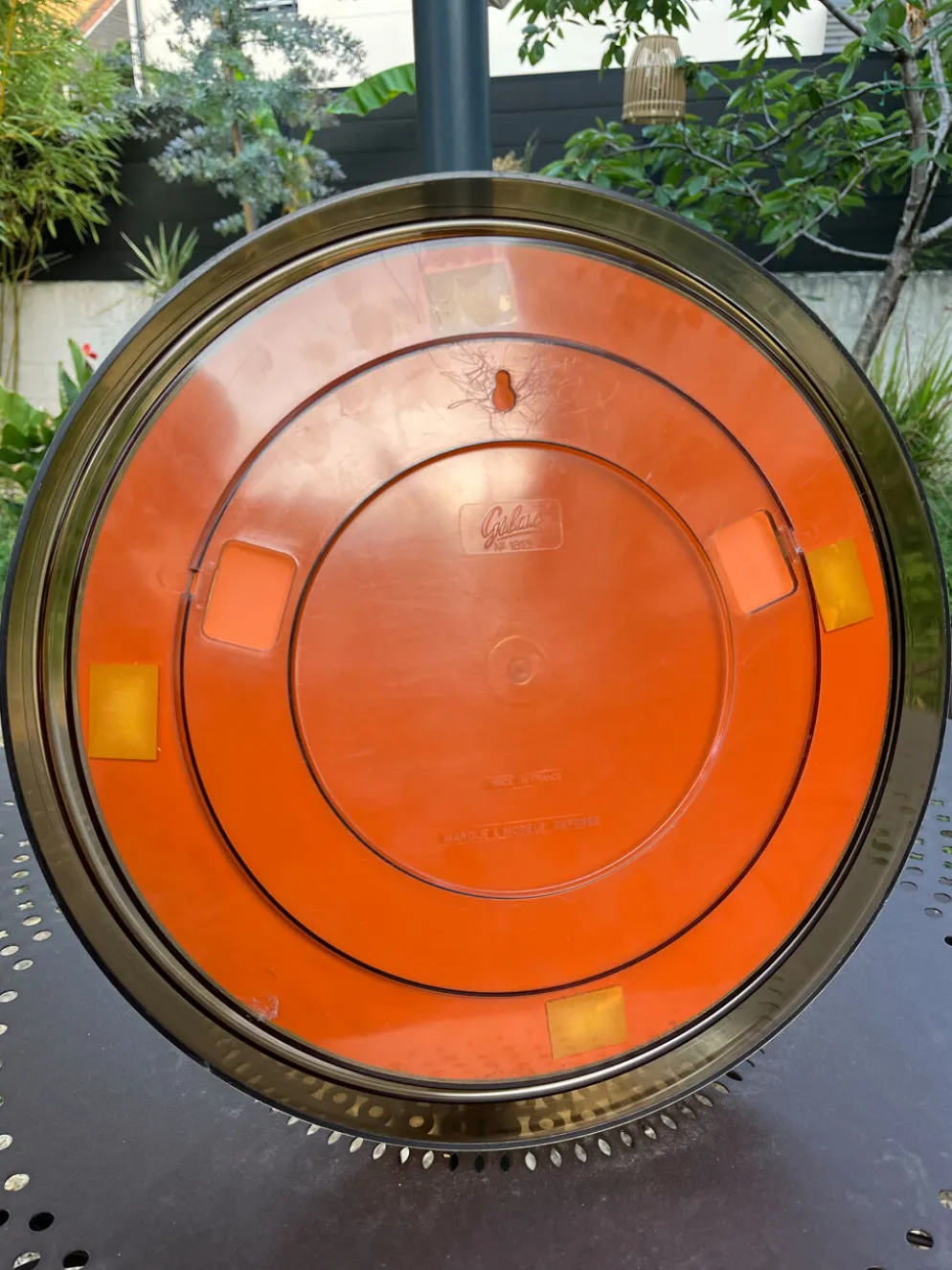 Miroir rond en plexiglas fumé - GILAC n°1813 - Vintage 1970