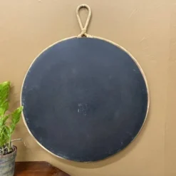 Miroir rond en rotin avec anneau