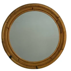 Miroir rond en rotin des années 60 Espagne