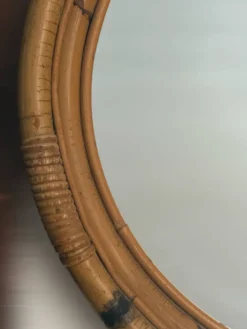 Miroir rond en rotin des années 60 Espagne