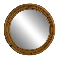 Miroir rond en rotin des années 60 Espagne