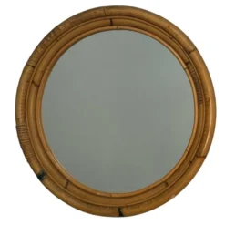 Miroir rond en rotin des années 60 Espagne