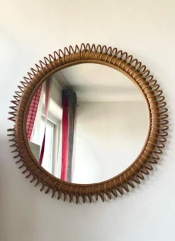 Miroir rond en rotin Franco Albini