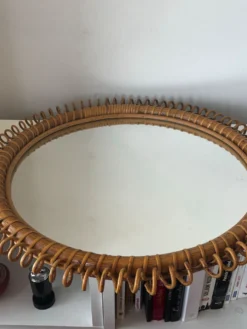 Miroir rond en rotin Franco Albini
