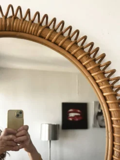Miroir rond en rotin Franco Albini