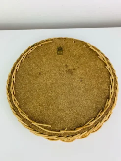 Miroir rond en rotin tressé, années 60, vintage