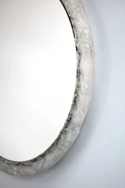Miroir rond en résine lucite 1960, par ED, 60 cm
