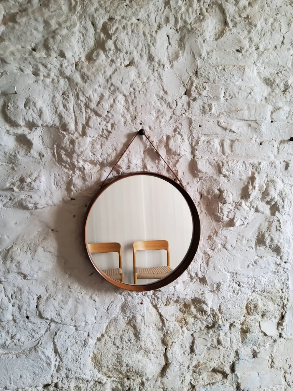 Miroir rond en teck Uno et Osten Kristiansson Luxus Vittsjö, Scandinave