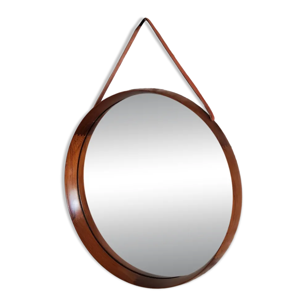 Miroir rond en teck Uno et Osten Kristiansson Luxus Vittsjö, Scandinave