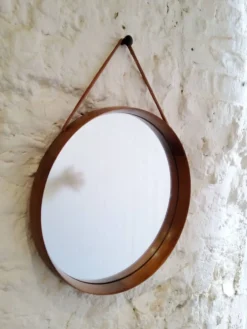 Miroir rond en teck Uno et Osten Kristiansson Luxus Vittsjö, Scandinave