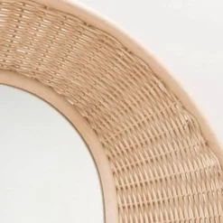 Miroir rond et convexe en rotin tressé
