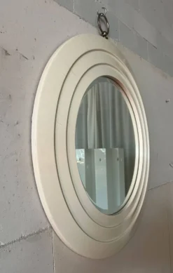 Miroir Rond Italien – Cadre Concentrique Sculptural