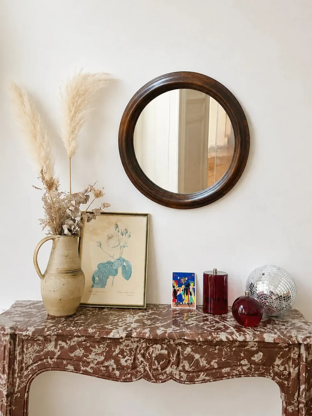 Miroir rond minimaliste en bois