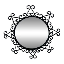 Miroir rond métal vintage 1950 dans le style de Chaty