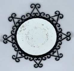 Miroir rond métal vintage 1950 dans le style de Chaty
