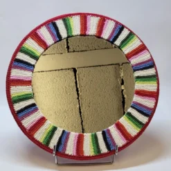 Miroir Rond Mural Cadre Crochet Tricot Bohême