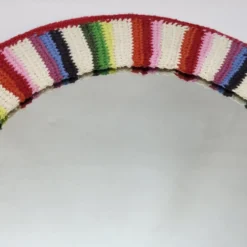 Miroir Rond Mural Cadre Crochet Tricot Bohême
