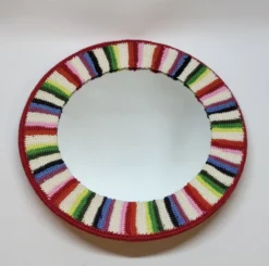 Miroir Rond Mural Cadre Crochet Tricot Bohême