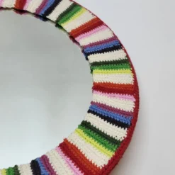 Miroir Rond Mural Cadre Crochet Tricot Bohême