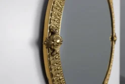 Miroir rond néoclassique français en finition cuivre, 20e siècle